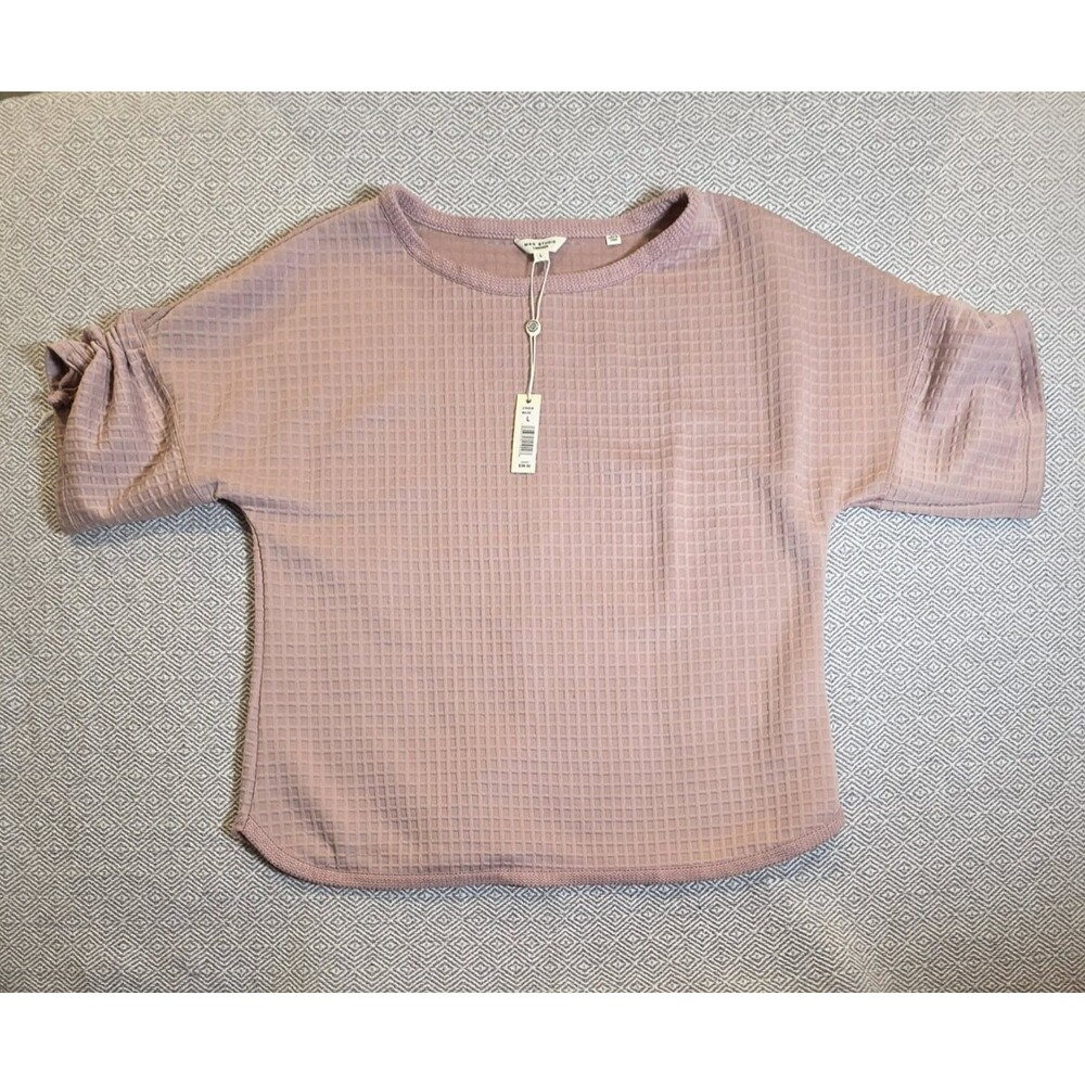 Max Studio London Textured Knit Top Size L NWT